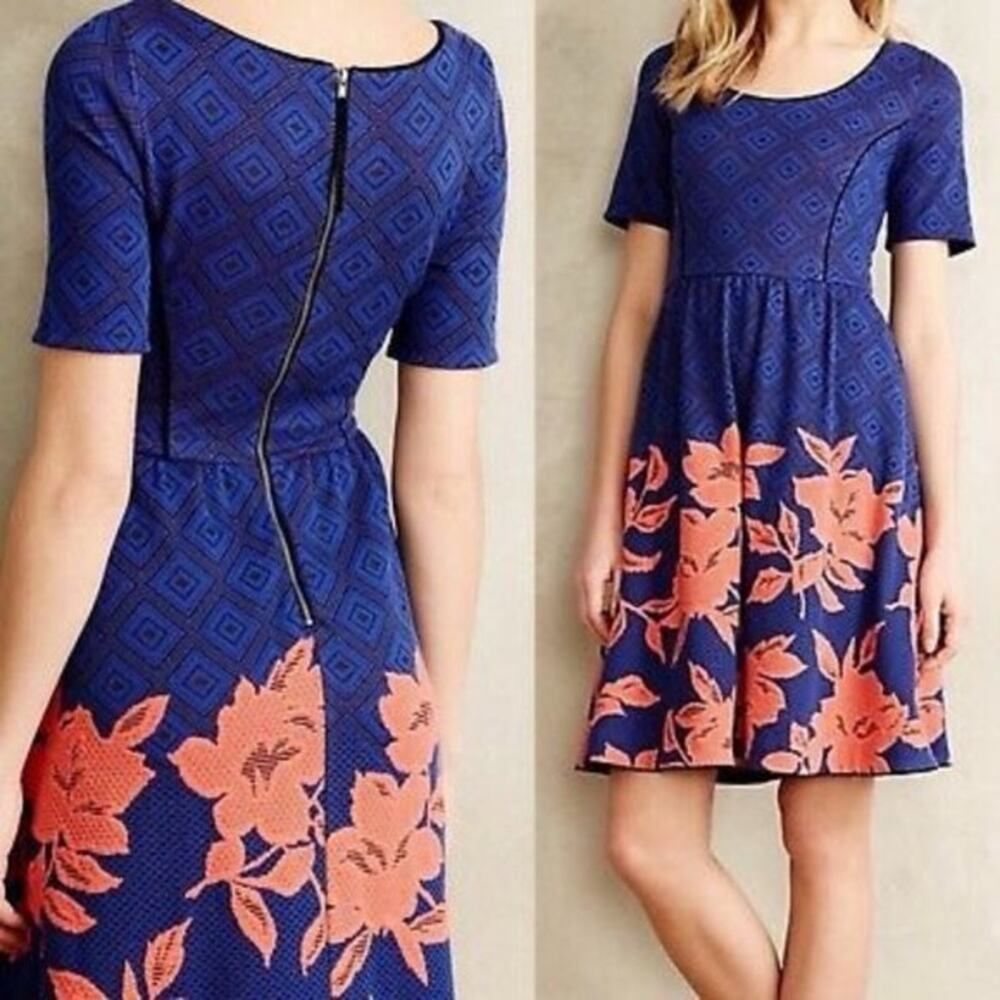 Anthropologie HD In Paris Blushed  Blooms Floral Mini Dress Size Small
